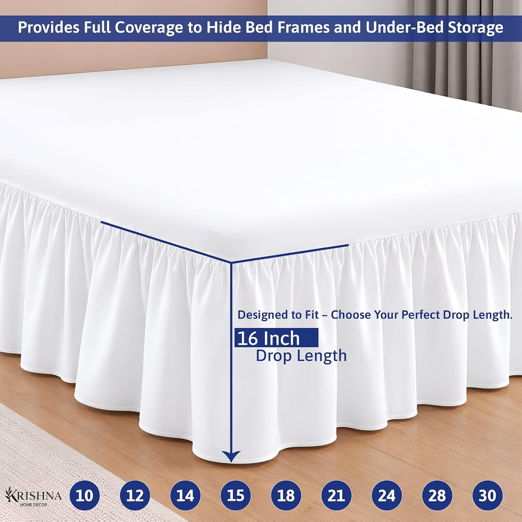 Ruffled Bed Skirt with Split Corners King, 100% Microfiber Hotel Quality, 15 Inch Drop Dust Ruffle Gathered Bedskirt