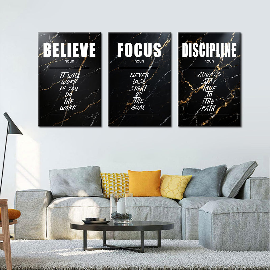 Believe in the Work 3 Panel Canvas Prints, Marble Office Wall Art