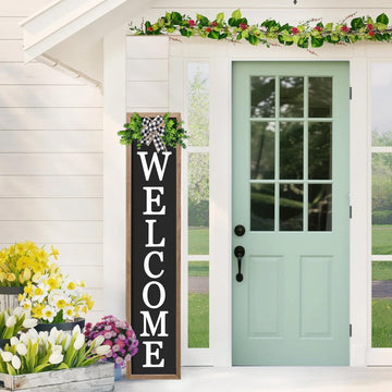 3D Outdoor Welcome Sign, 45"X9", Wood Black