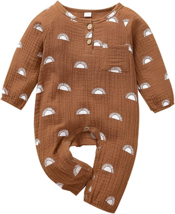 Newborn Baby Girl Boy Clothes Unisex Long Sleeve Jumpsuit Romper Cotton Linen One Piece Outfits