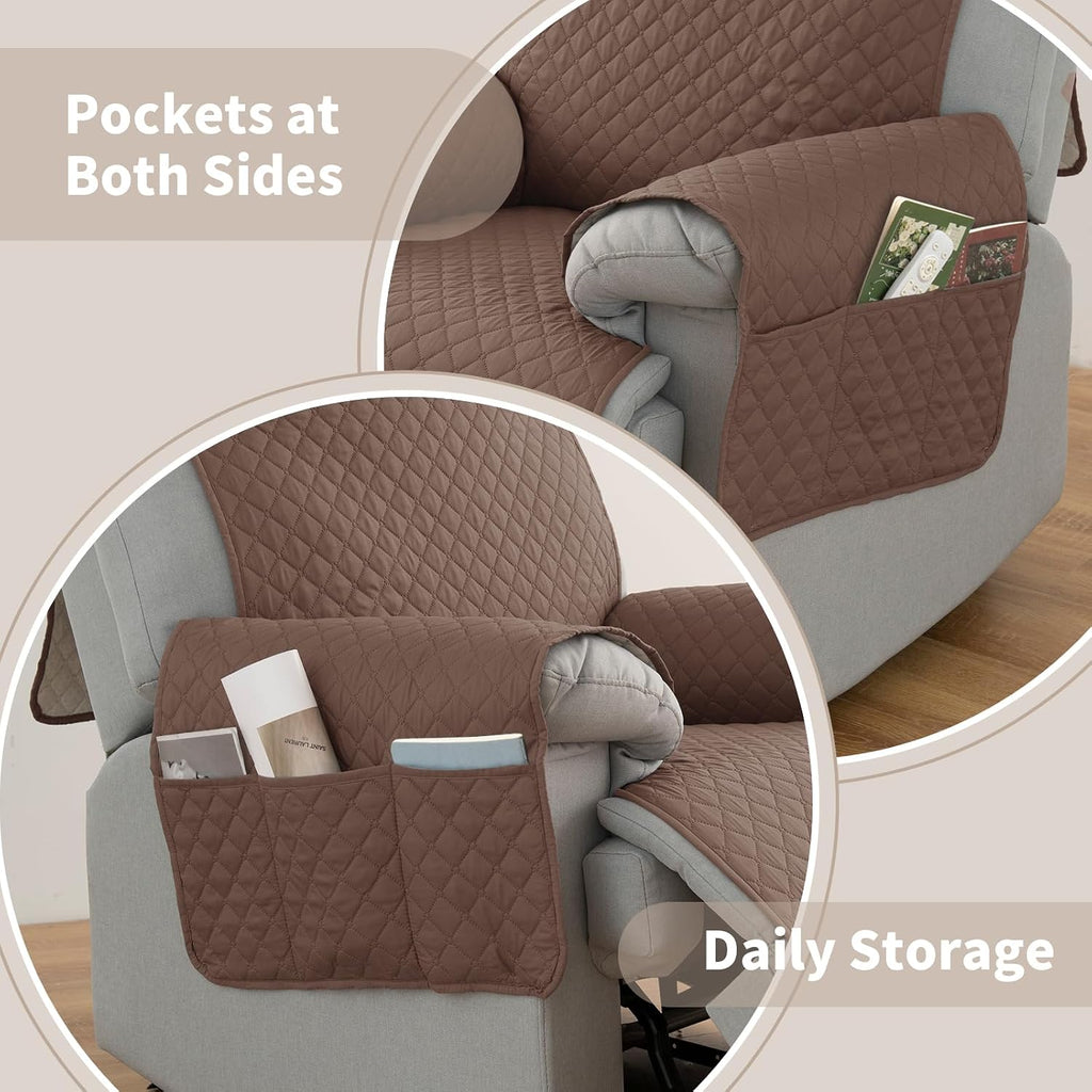 100% Waterproof Recliner Chair Covers 23.6", Non-Slip Recliner Cover for Chair with Pocket Washable Recliner Covers