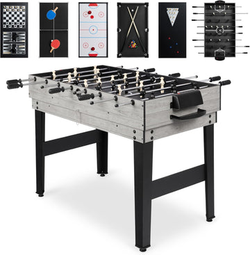 2x4ft Combo Game Table Set for Home, Game Room, Friends & Family w/Hockey, Foosball, Pool, Shuffleboard, Ping Pong