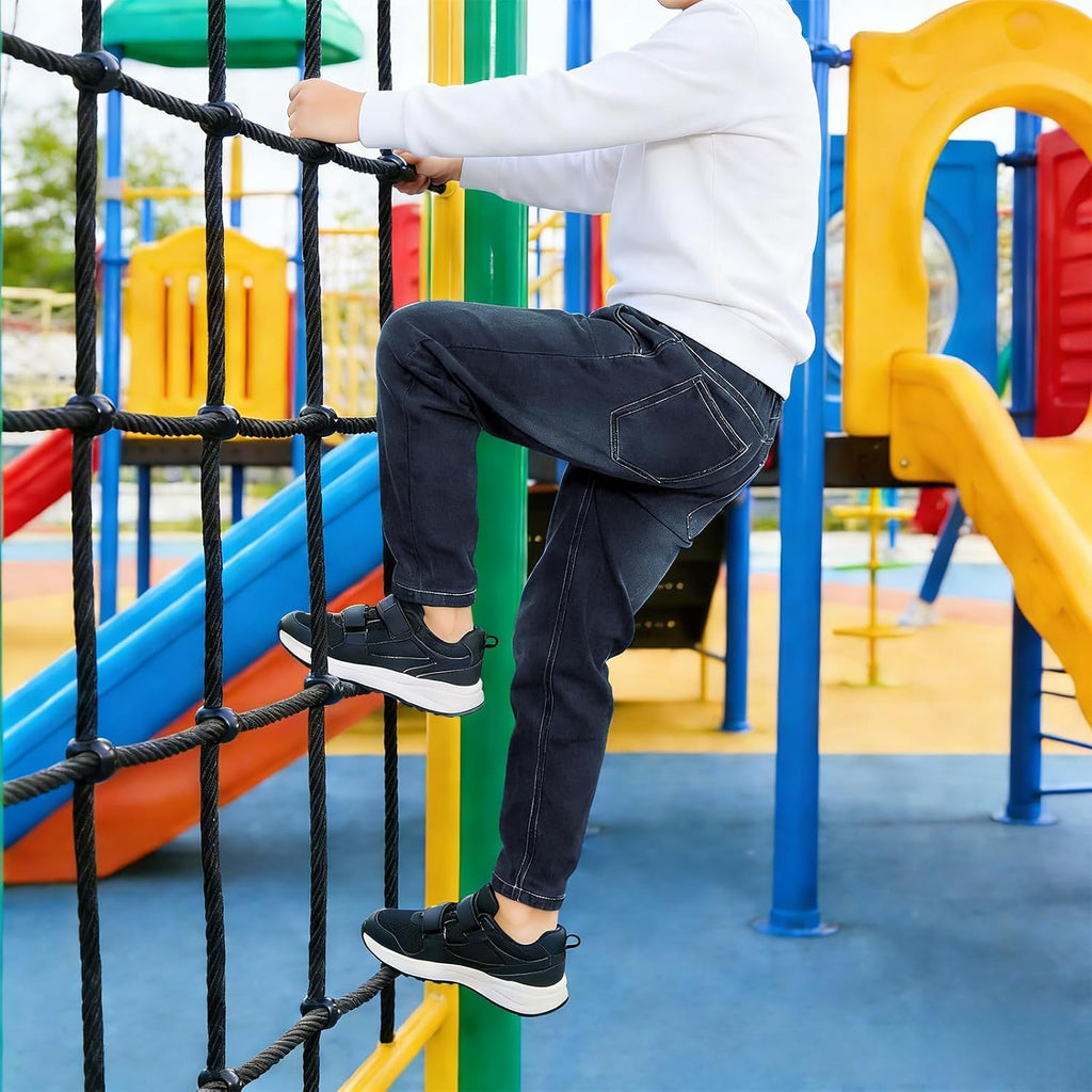 Boys Slim Fit Stretch Jeans Elastic Waist Pull-on Denim Pants with Pockets Kids School