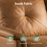 Luxury 3 Seater Sofa with Faux Leather,Mid-Century Modern Couch with Comfortable Armrest,Comfy Couches with Deep