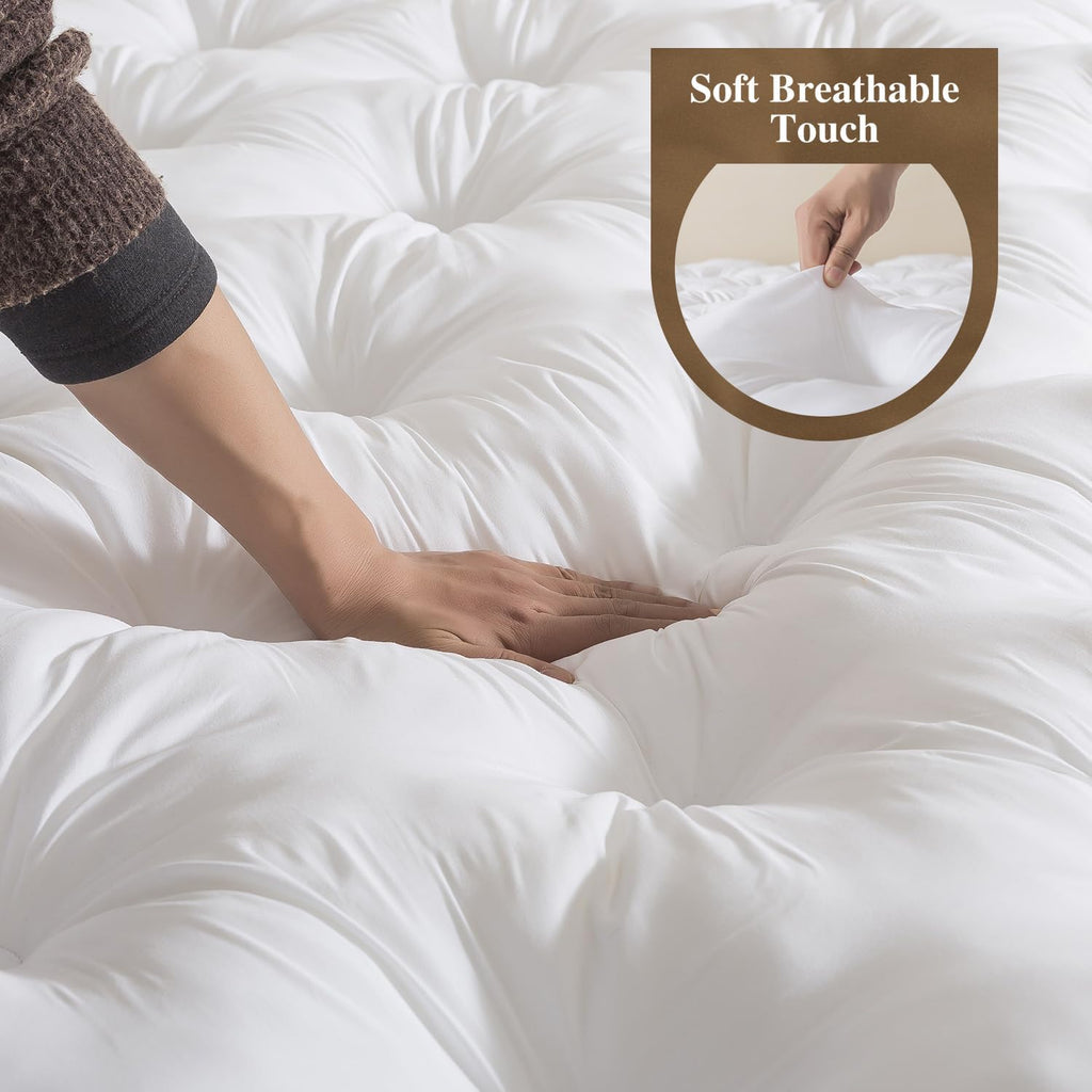 5 Inch Memory Foam Mattress Topper (Queen, 60x80),Deep Pocket | 2000GSM Fluffy Shredded Memory Foam Filled, Extra