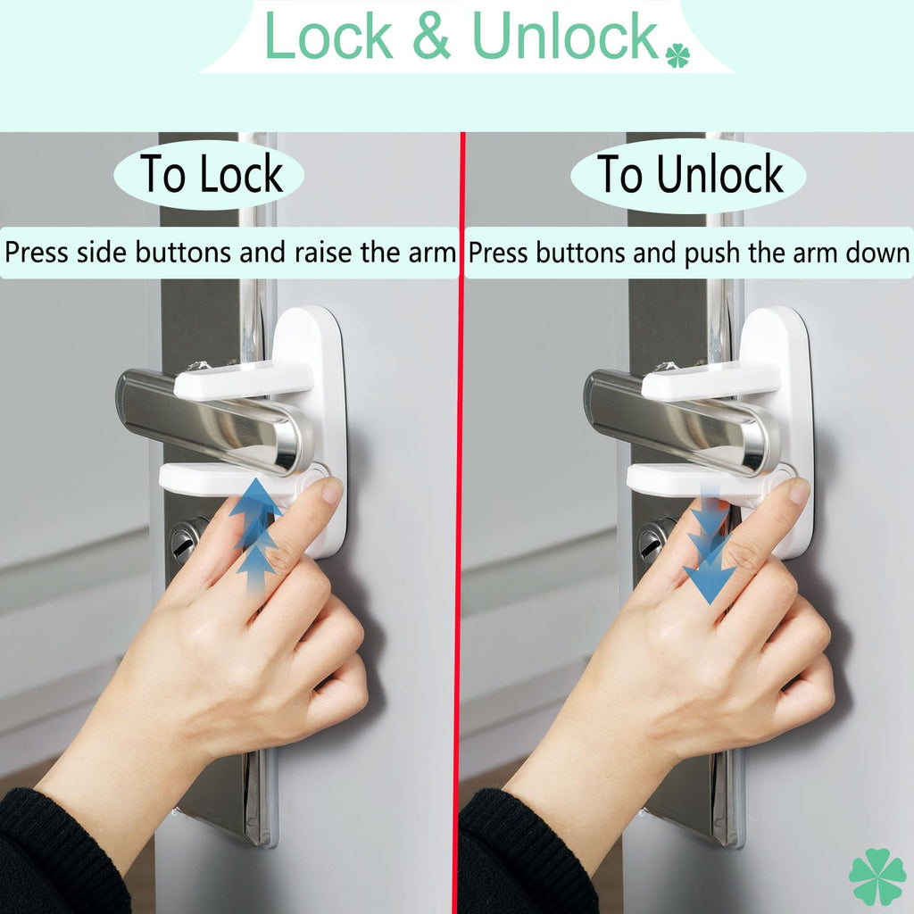 Child Proof Door Lever Lock, White, 2 Pack