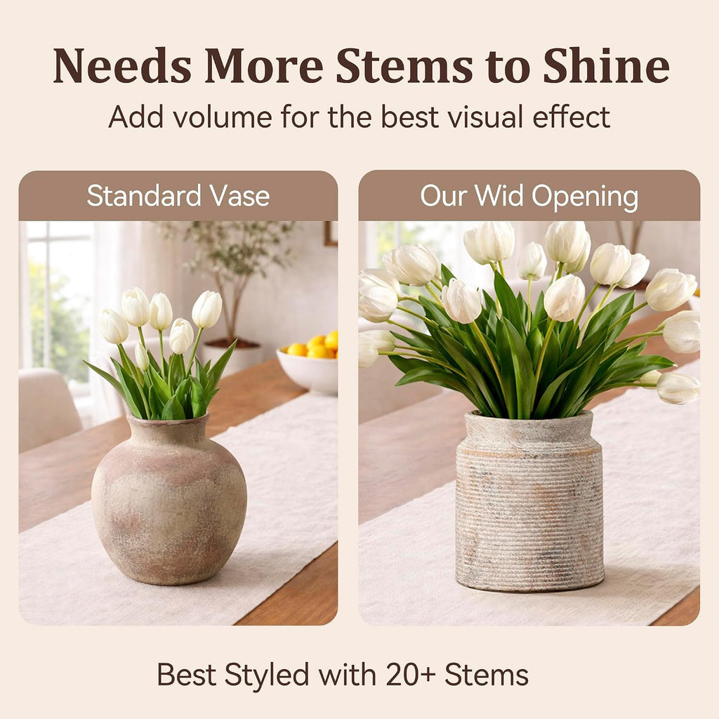 Ceramic Flower Vase 7.5 inch Farmhouse Rustic Vase