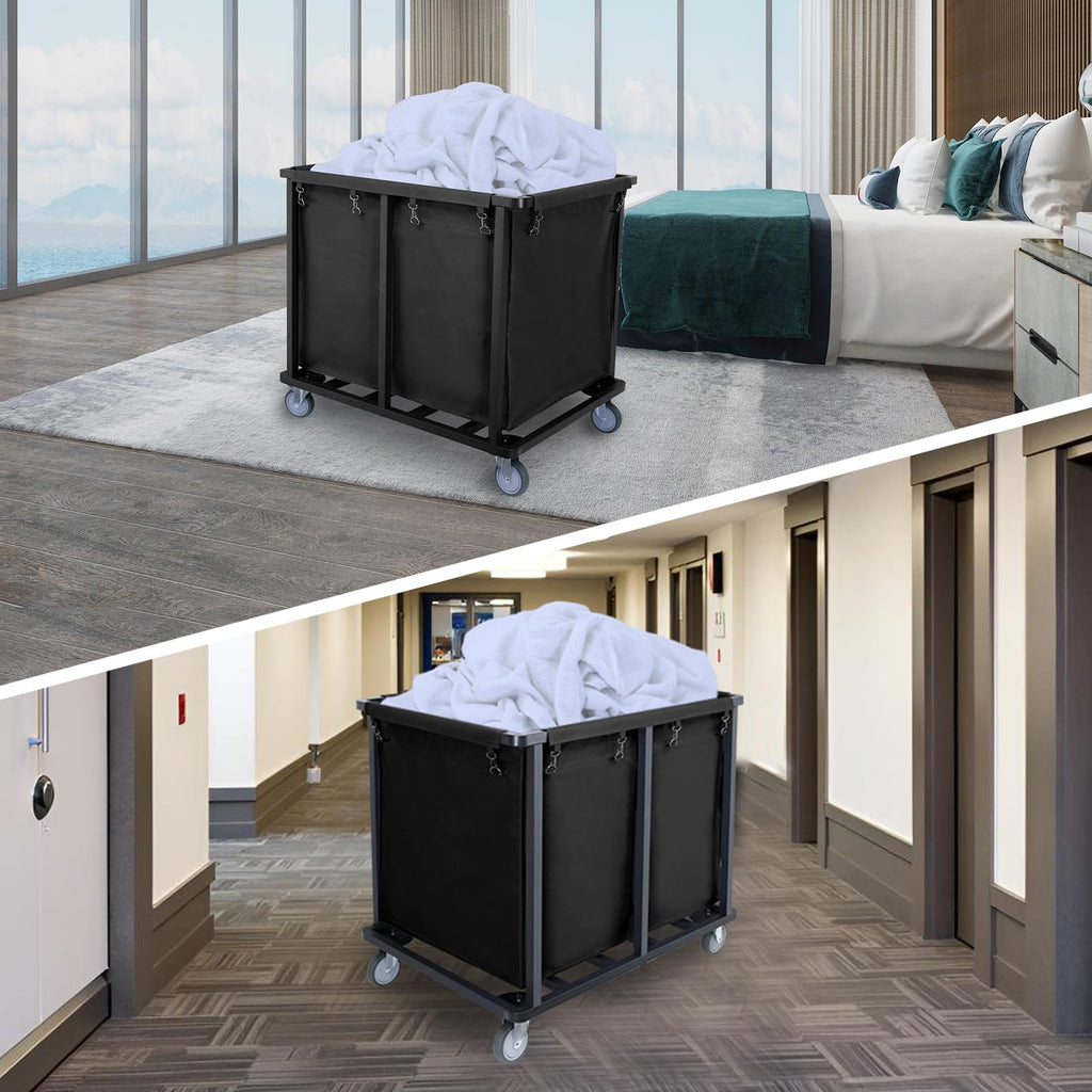 Commercial Laundry Cart with Wheels,400L Black