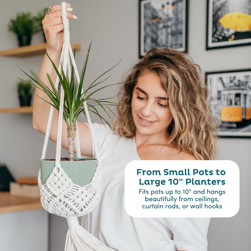 4-Pack Macrame Plant Hangers with 8 Hooks - Hanging Planters for Indoor Plants, Boho Macrame Hangers Indoor Outdoor
