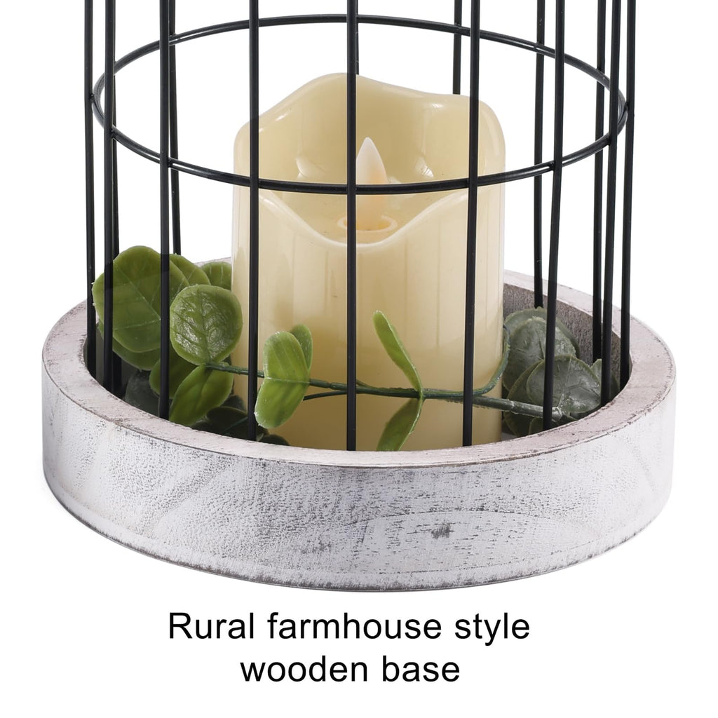 Rustic Farmhouse Decor Lantern Set of 2 Modern Farmhouse Decorative Indoor Fireplace Centerpiece Table Dinning Living