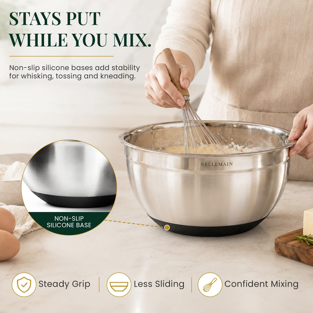 Stainless Steel Mixing Bowls with Airtight Lids Set - Set of 3
