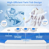 Portable Washing Machine, Twin Tub Washing Machine Laundry Compact Washer spinner Combo with 14lbs capacity, 9Lbs