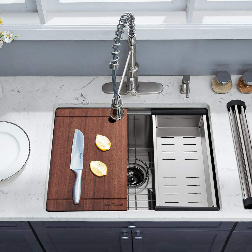 Undermount Kitchen Sink, 24 x 19 Inch Sink Kitchen 16 Gauge Stainless Steel Kitchen Sinks Single Bowl Workstation
