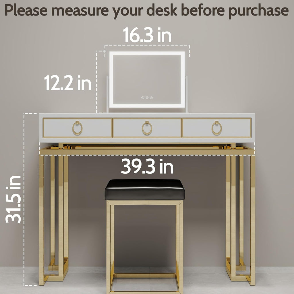 Lighted Makeup Mirror 16.3"x12.6", Hollywood Vanity Mirror with 10X Magnifier, 3 Color LED Lighting Modes, Smart Touch