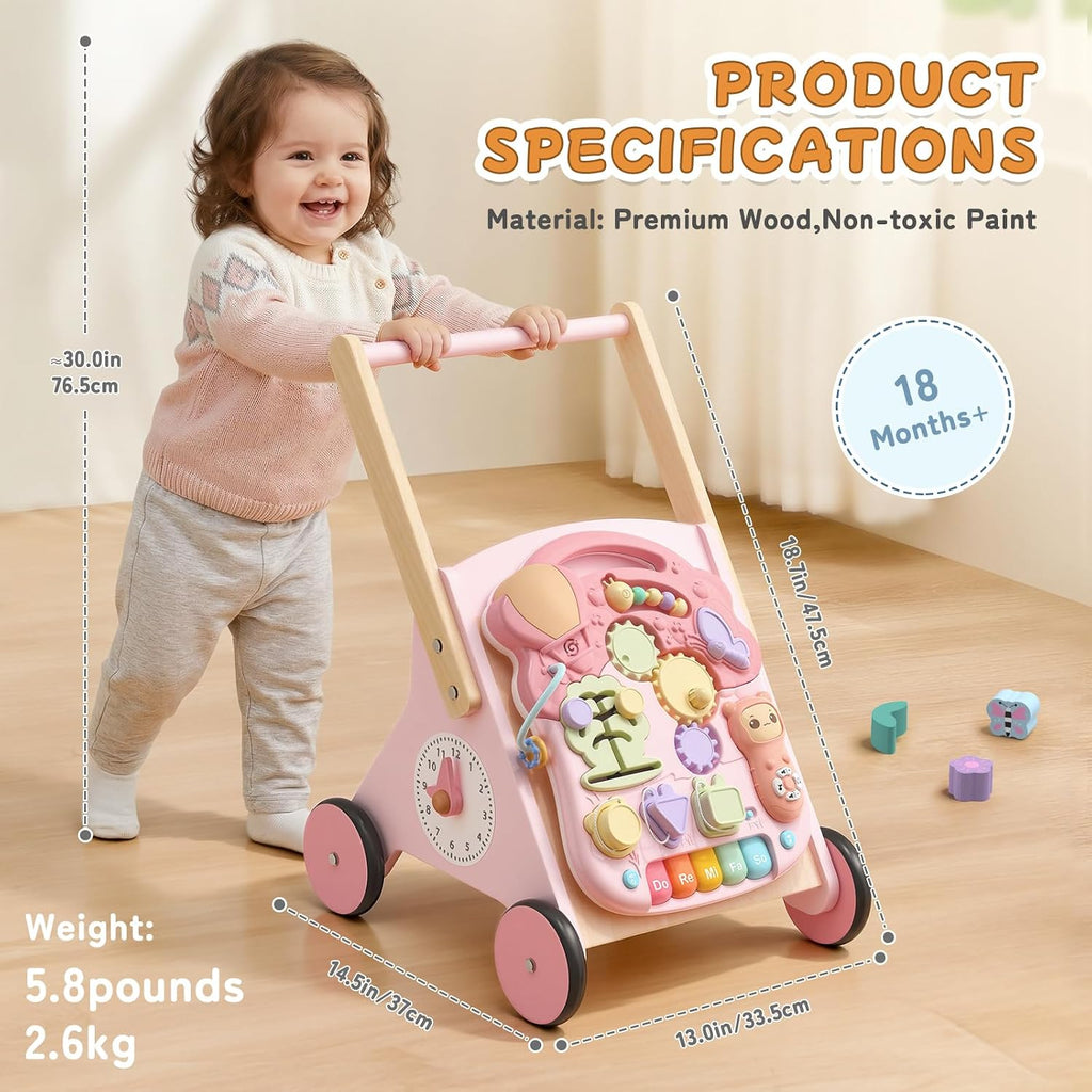 Wooden Baby Push Walker Toys for 1 Year Old Toddlers Montessori Gift