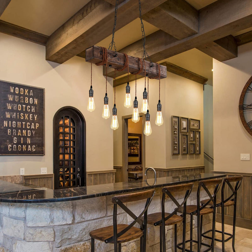 8-Light Rustic Chandeliers, Wood Chandelier