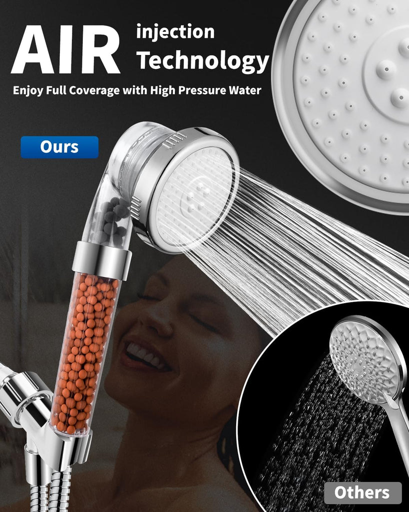 Filtered Shower Head for Hard Water, High Pressure 3 Modes Shower Heads with Handheld Spray