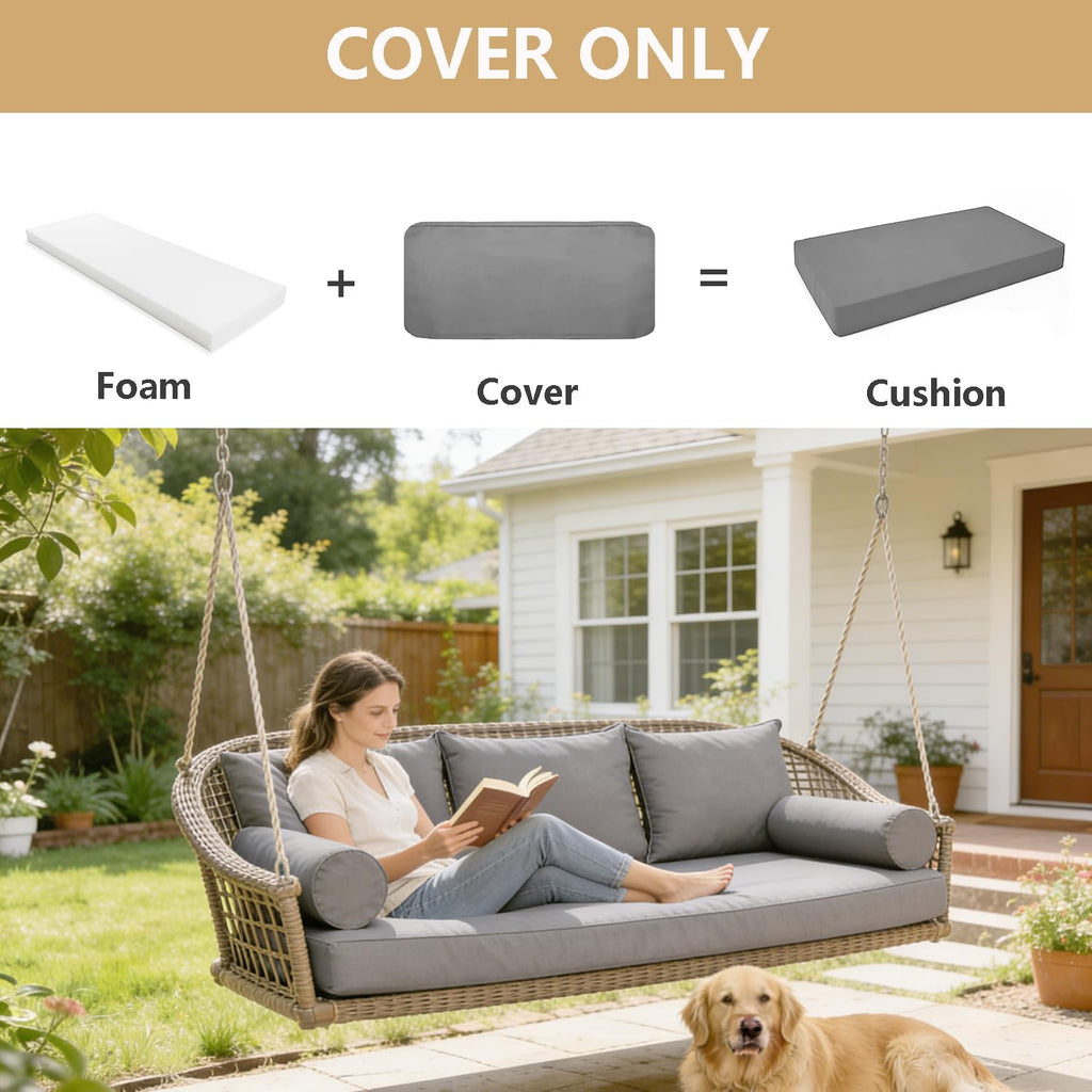 Patio Twin Daybed Cover Waterproof, Grey, 75" W x 39"D x 6"H, 1Pcs