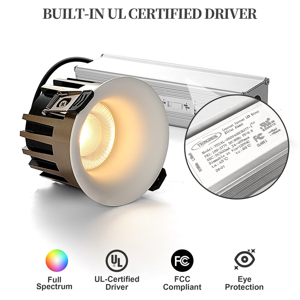 3 Inch LED Recessed Lights, Dimmable, 3CCT, CRI98, Trimless Ceiling Light