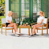 3-Piece Patio Furniture Set Acacia Wood Patio Bistro Set Outdoor Chat Conversation Table Chair Set Wood Chat Set with
