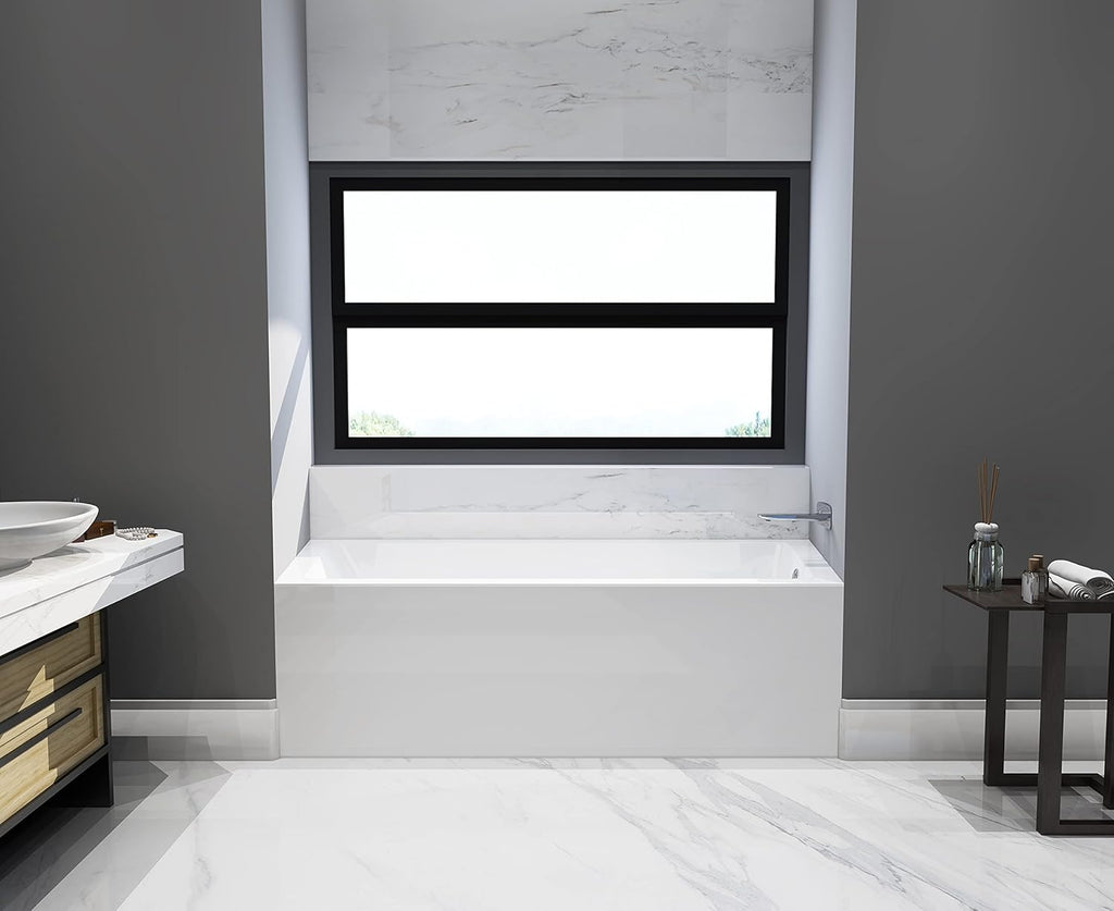VTAP663222R 66-Inch Acrylic 3-Wall Alcove Tub with Right Hand Drain, White