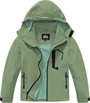Kids Rain Jacket Boys Girls Lightweight Raincoats Kids Outdoor Windbreaker Jackets with Detachable Hood