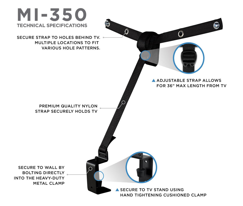 Mount It! TV Safety Straps For Child and Baby Proofing, Anti Tip Prevention and Earthquake Protection, Heavy Duty