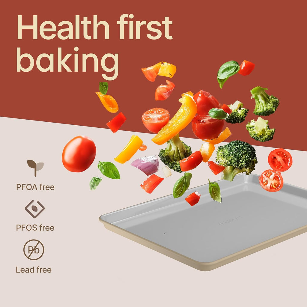 Bakken 8-Piece Ceramic Coated Bakeware Sets, Nonstick Aluminized Steel Pans with Muffin, Loaf, Cake, Roasting Pan, &