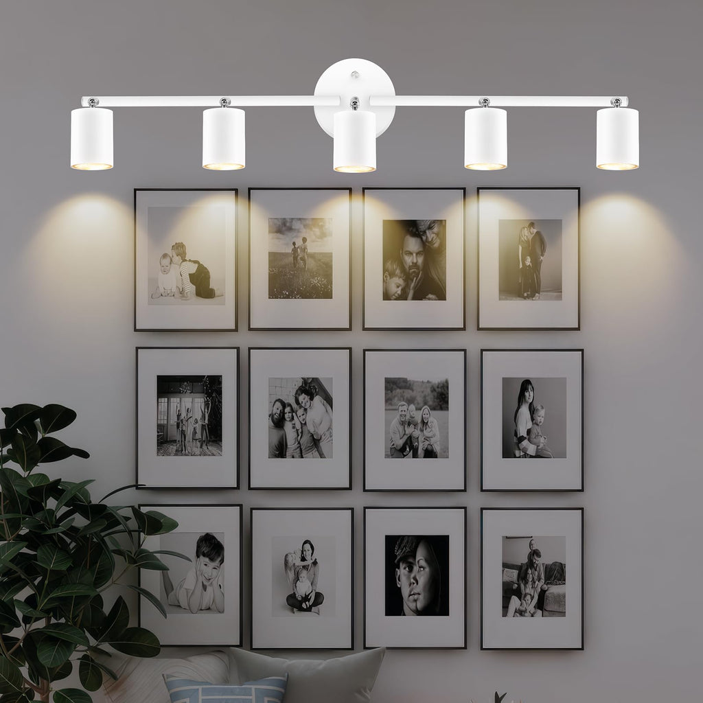 Track Lighting, LED Track Lighting Fixtures Ceiling, White Kitchen Lights, 30" Ceiling Spotlight Kit, 5 Light Wall