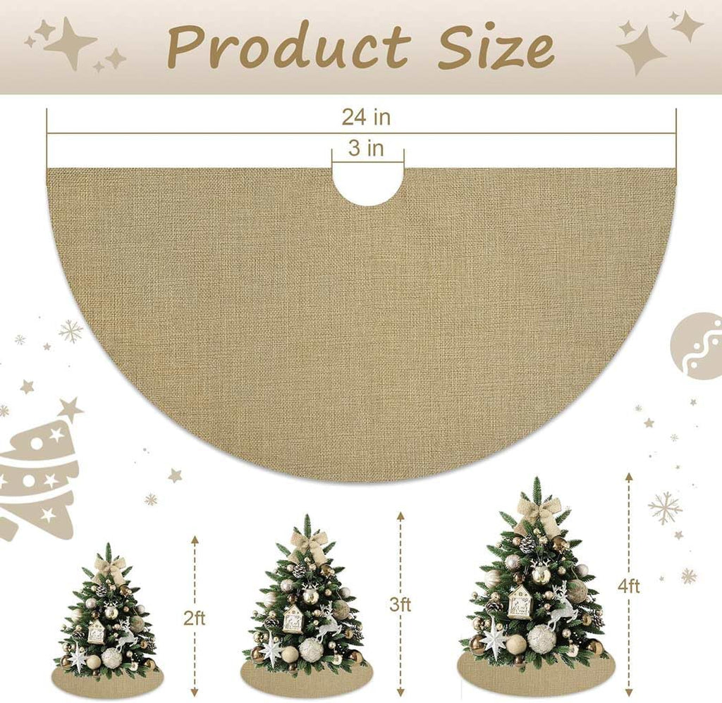 24" Burlap Tree Skirts Brown Rustic Linen Farmhouse Fall Tree Skirt