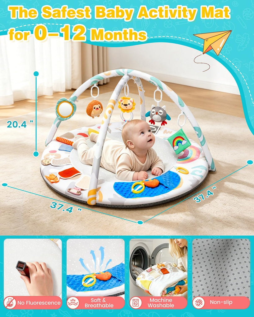 Play Gym & Activity Mat with 5 Toys for 0-12 Months