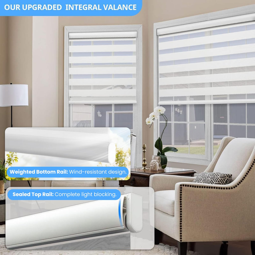 Motorized Zebra Blinds with Remote, White