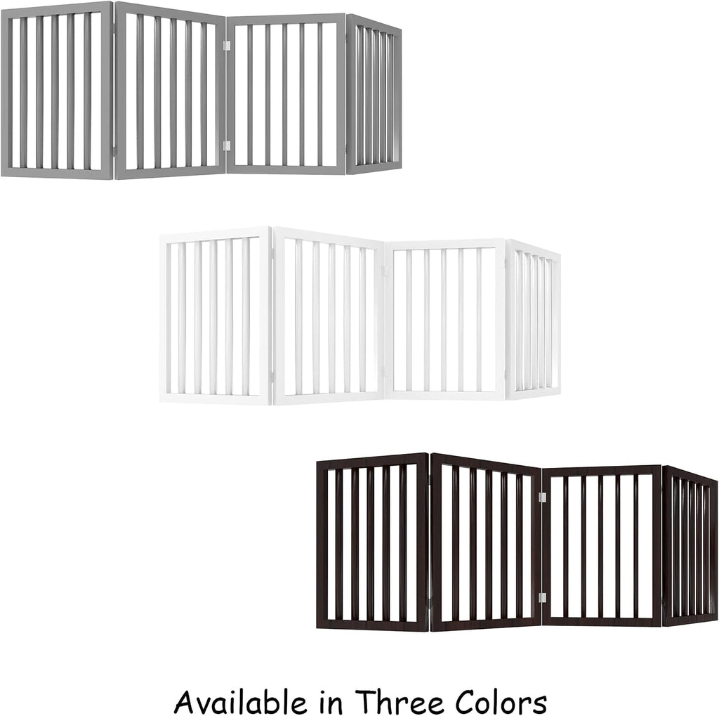 Pet Gate - Dog Gate for Doorways, Stairs or House - Freestanding, Folding, Accordion Style, MDF Wooden Indoor Dog