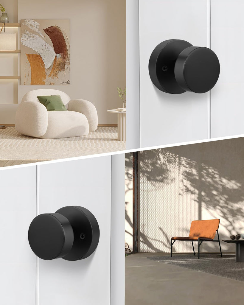 Matte Black Door Knobs Interior, Black Dummy Door Knobs 6 Pcs