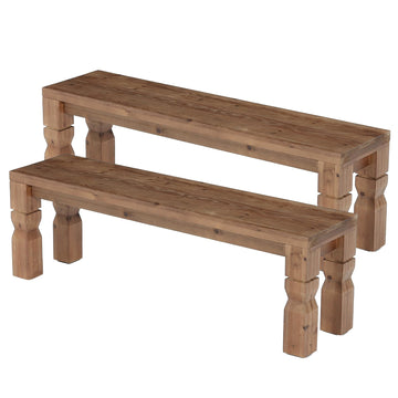 Solid Wood Bench, 55-Inch Long Farmhouse Wooden Bench Seat, End of Bed, Dining Room, Living Room, Easy Assembly
