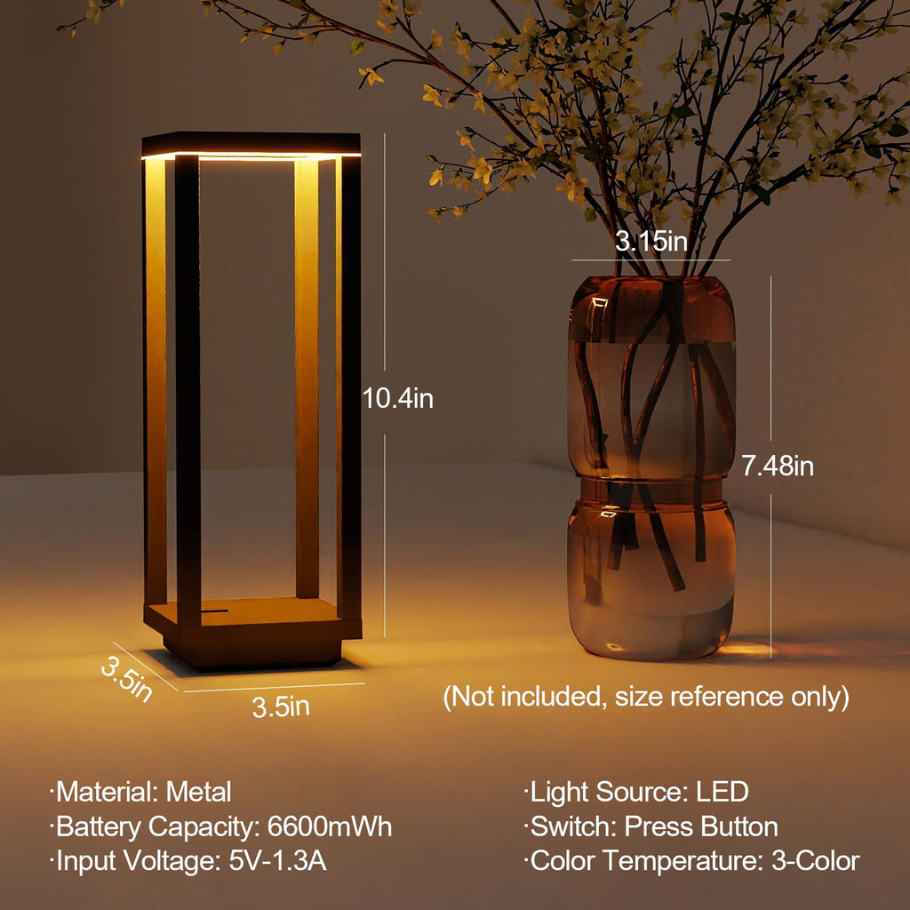 2Pack Cordless Table Lamp Rechargeable, 10" Portable Table Light