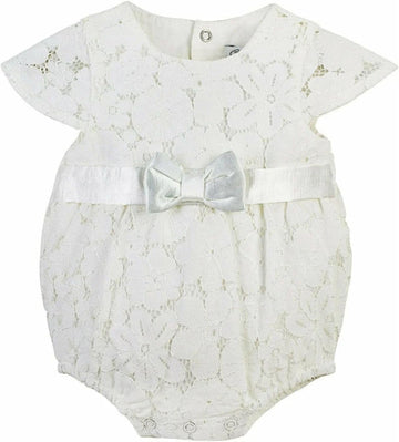 Special Occasion Baby Girl Bubble Romper Christening Outfit - Elegant Waist