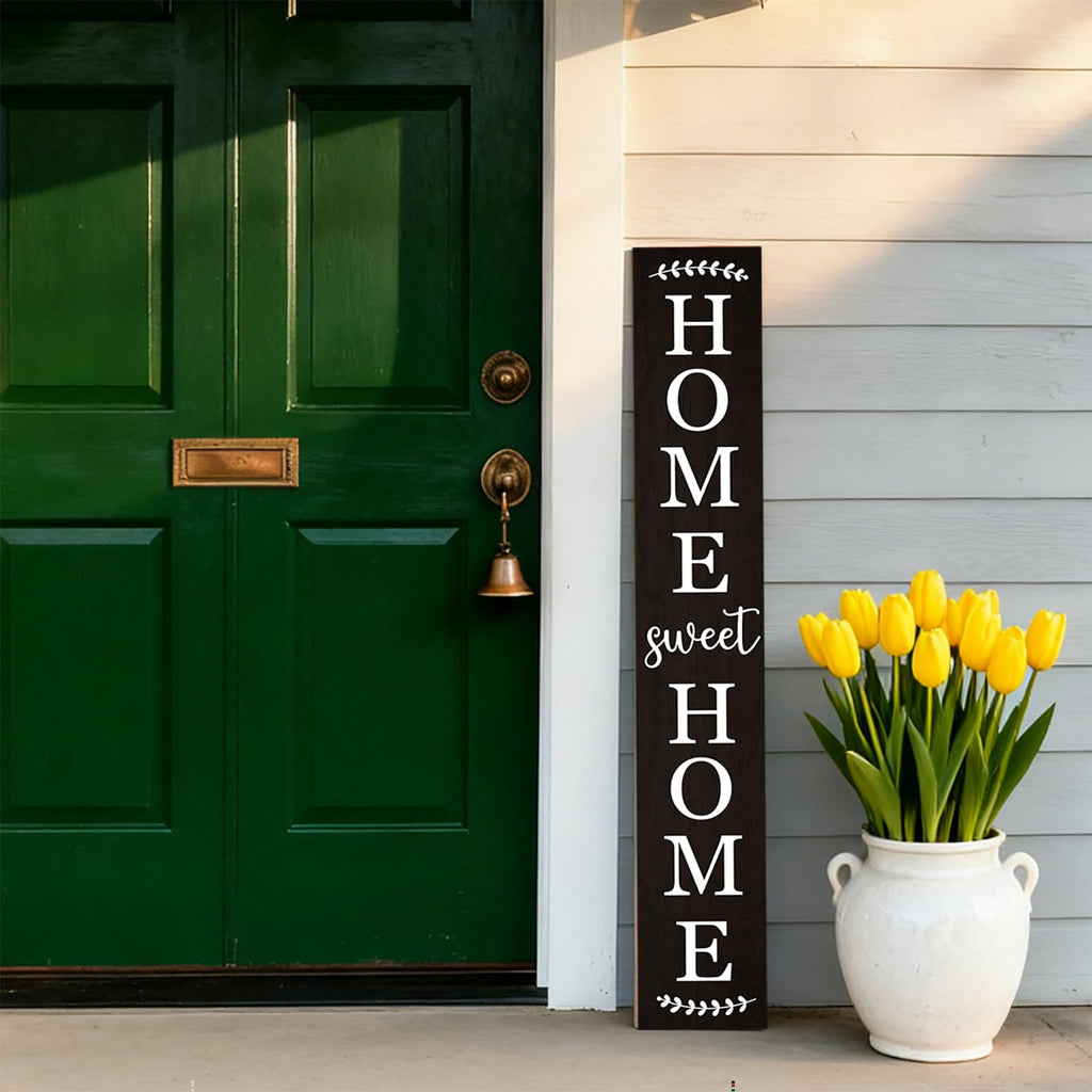 Sweet home wooden porch sign Vertical hanging decorations Welcome sign front door standing Decorative sign 47x7.8Inch