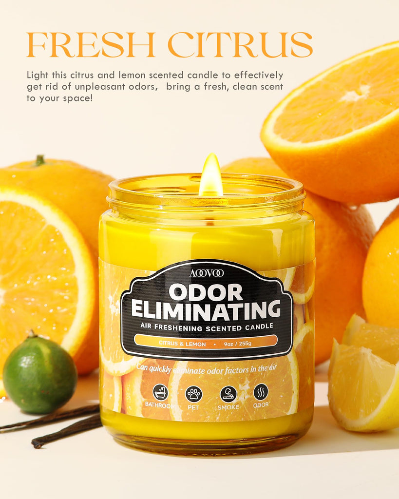 Lemon 2 Pack Odor Eliminating Candle - 18oz Soy Candle