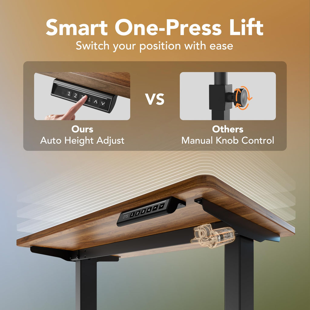 48x24 Inch Electric Standing Desk, Height Adjustable, Walnut