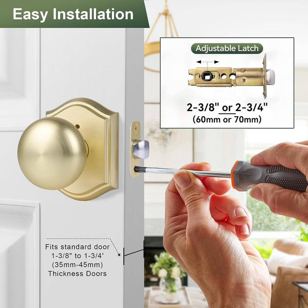 Privacy Door Knob Interior, Satin Brass, Zinc Alloy