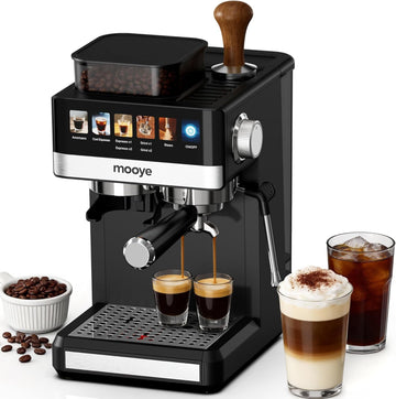 Espresso Machine with Grinder,20Bar Compact Espresso Maker with Steam Milk Frother,Coffee Maker (black, medium)