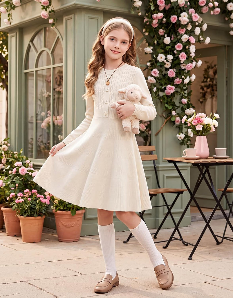 Girls Sweater Fall Long Sleeve Knit Winter Dresses