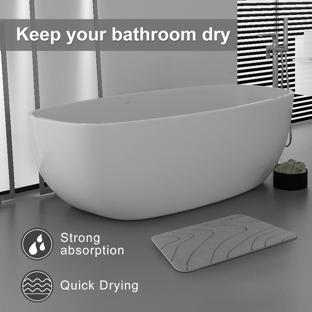 2 Pack Diatomaceous Earth Shower Mat, Stone Bath Mat, Nonslip Super Absorbent Fast-Drying Hard Bath Mat Shower Floor