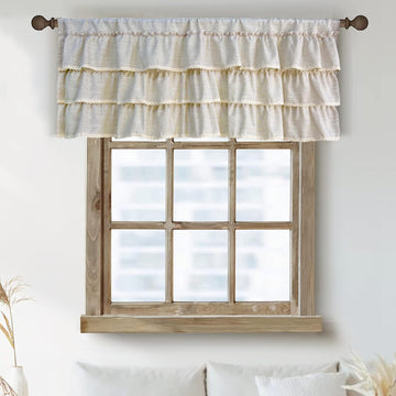 Ruffled Curtain Valance with Crochet Lace Trim 1PC W39 x L17