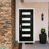 36" x 80" Modern Fiberglass Entry Door, 5-Lite Frosted Glass, Contemporary Exterior Front Door with Vinyl Frame &