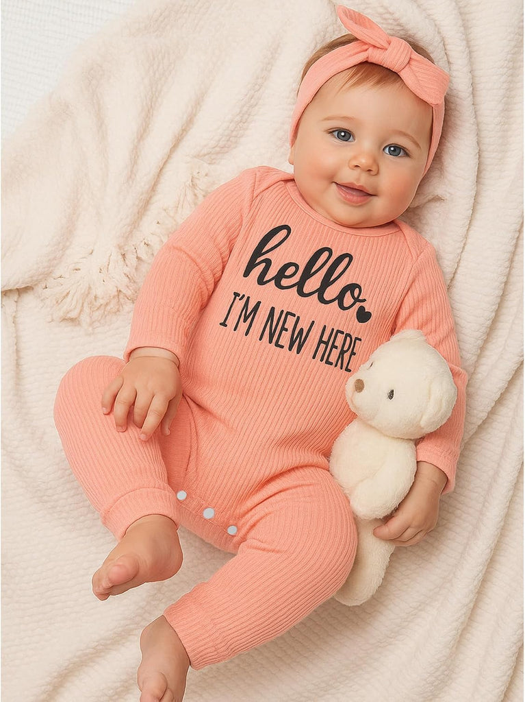 Newborn Baby Girl Fall Winter Outfits Clothes Knit Romper Coming Home Outfit for Baby Girl