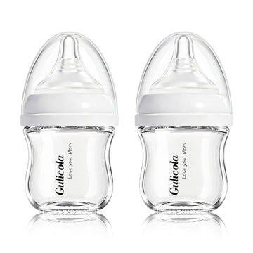 Small Glass Baby Bottle for Newborn Breastfeeding Babies, Preemie & Extra Slow Flow Nipples (SS), Anti-Colic