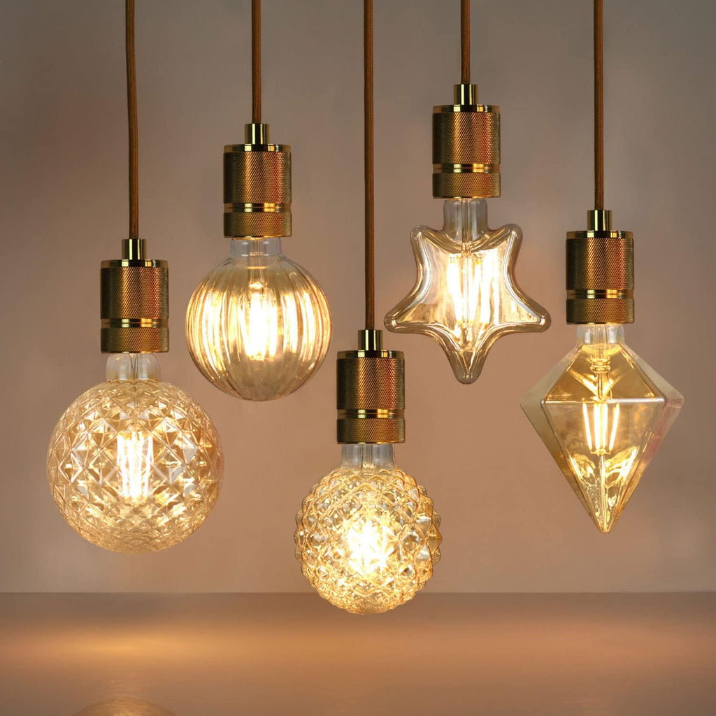 G95 Pineapple Decorative Edison Light Bulbs (2-Pack) 4W E26 LED Filaments Light Bulbs 40W Equivalent E26 Base Amber