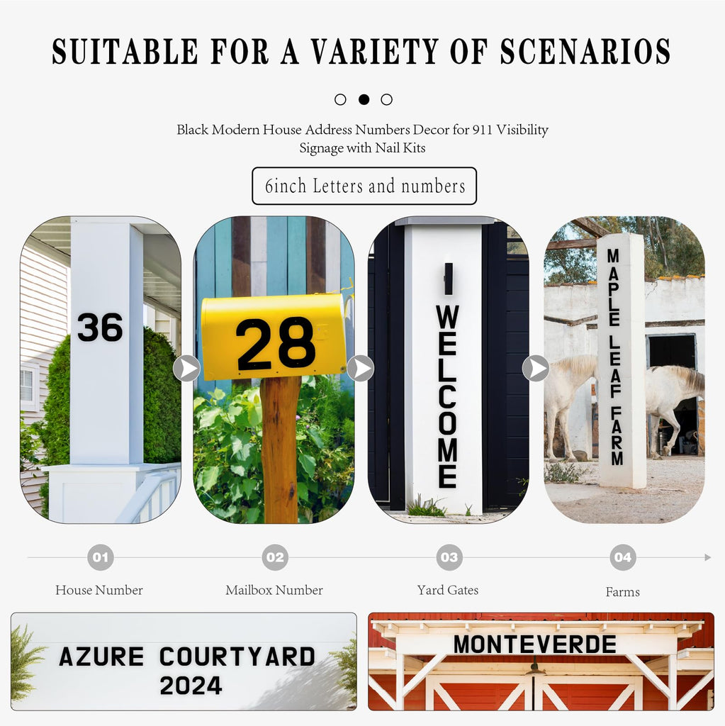 20 Inch Metal House Numbers, Metal Letters, House Address Numbers for Outside, Black Modern Home Address Door Numbers